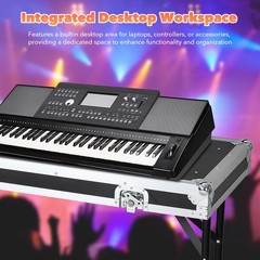 16U Rack Case Slant Mixer Stand Top Two DJ Table Workstation Drawer with Wheels