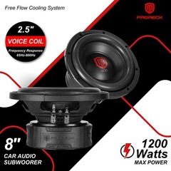 PRORECK 408-D2 8″ 1200W Car Subwoofer Dual 2 Ohm Easy Mount Audio Speaker Single