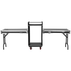 16U Rack Case Slant Mixer Stand Top Two DJ Table Workstation Drawer with Wheels