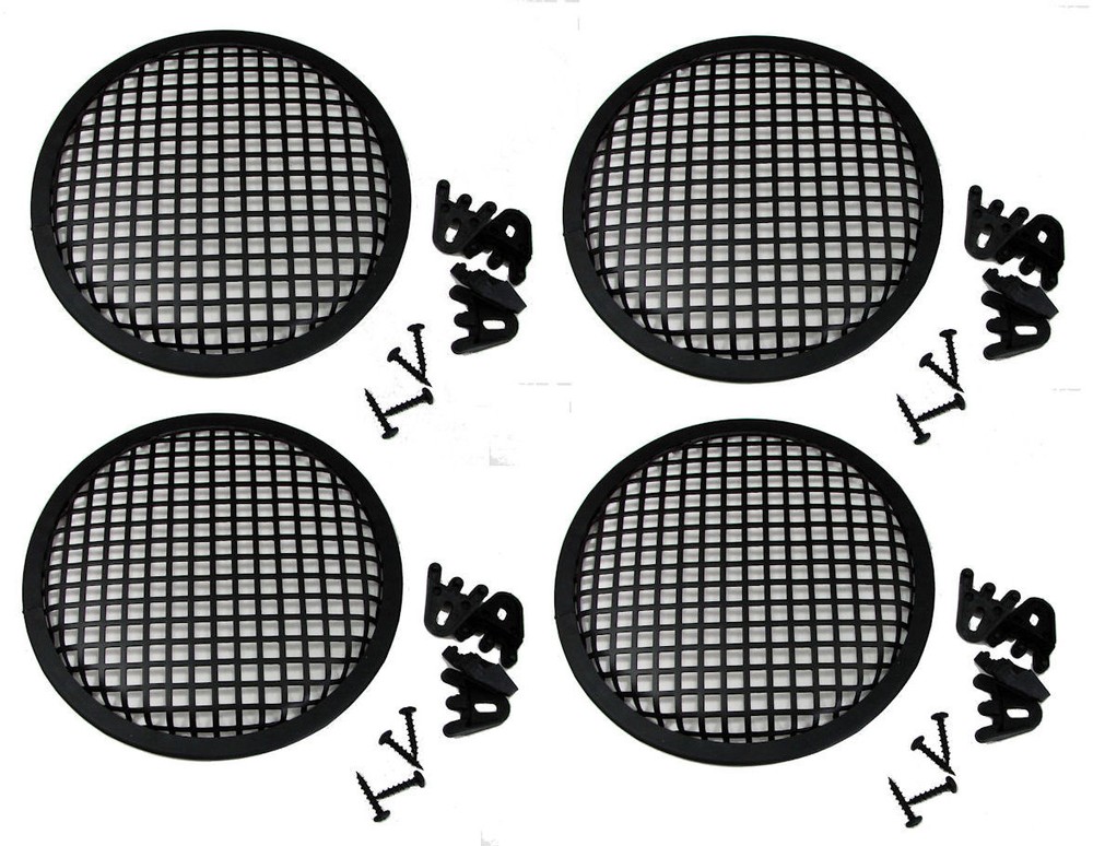 (4 PACK) PENN ELCOM G08 Heavy Duty 8″ Round Waffle Speaker Grill w/ Mount Kit