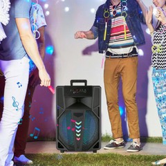 Portable Bluetooth PA Speaker 15’’ Subwoofer Karaoke System FM/AUX/TWS Mic Stand