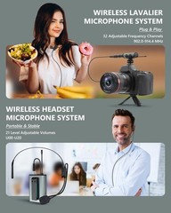 Wireless Microphone System with 3 Mics for Seamless Presentations