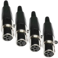 TA5F 5-Pin Mini XLR Female Cable Connector Adapter 4-Pack for Mic Microphone