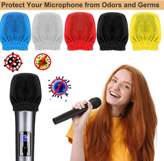 Disposable Microphone Cover, Non-Woven Handheld Microphone Windscreen with Elast