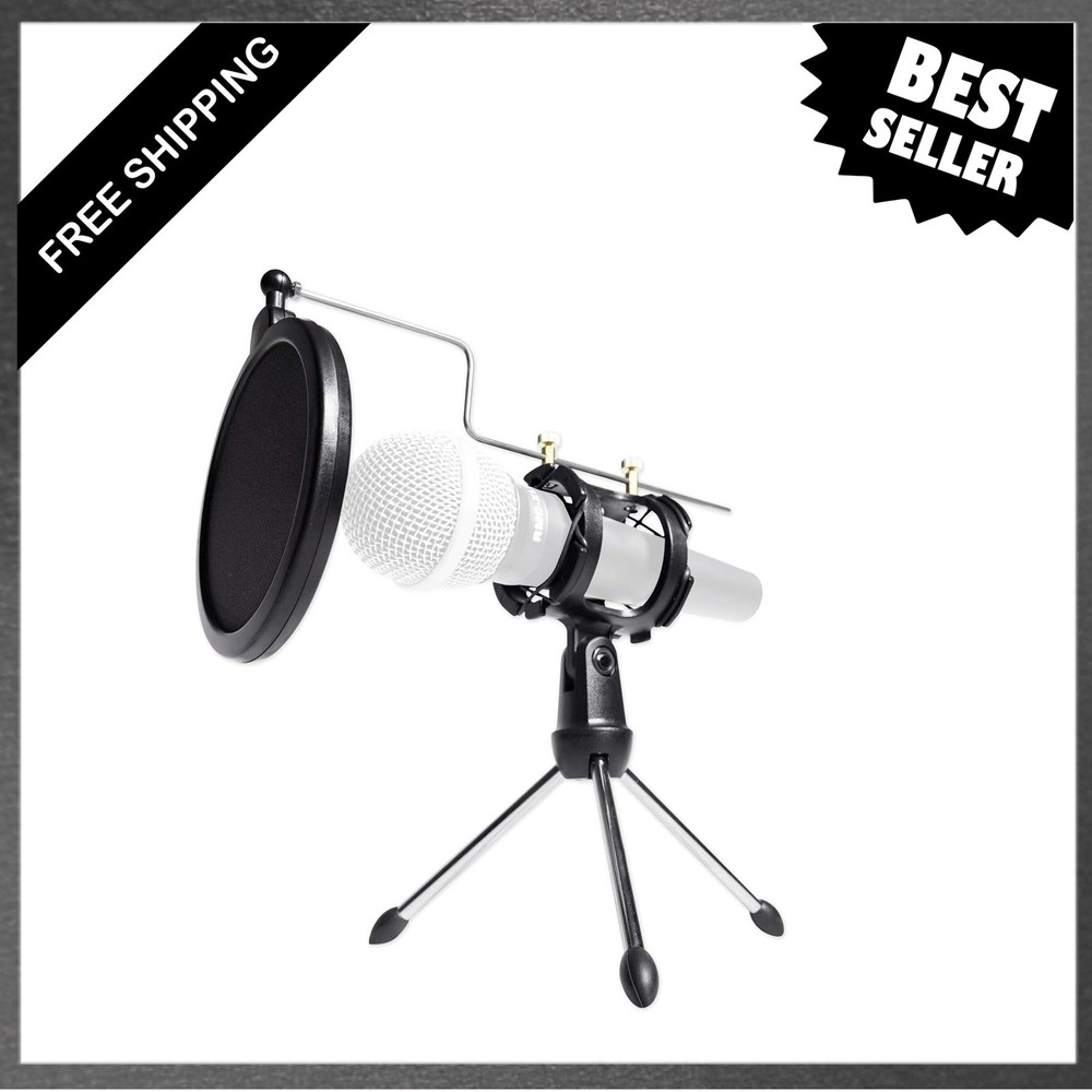 Microphone Stand, Desktop Tripod, Adjustable Shock Mount, Pop Filter