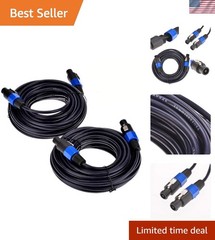 2Pack 50 ft Male to Cables, Professional 12 Guage AWG Audio Cord DJ Speaker C…