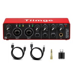 2×2 USB Audio Interface 48V Phantom Power 24Bit 192kHz High Fidelity for PC
