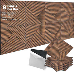 3D Peel and Stick Acoustic Panels – 8 Pack Wood Pattern Soundproof Decor