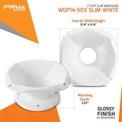 1x PRV Horn WGP14-50X SLIM WHITE 2” Exit 4 Bolt Shallow Waveguide for 2″ Driver