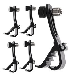 5Pcs Drum Mic Holder Clamp Set Durable Plastic Metal Black Adjustable Mic Clips