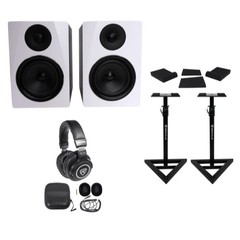 Pair Rockville APM6W 6.5″ 350W Powered Studio Monitors+Stands+Pads+Headphones