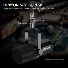 FDUCE SL40 USB/XLR Dynamic Microphone for Podcasting, Gaming, Live Black