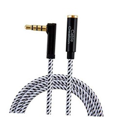 Headphone Extension Cable(0FT/3M), 90 Degree TRRS 10 Feet 1 Black & White
