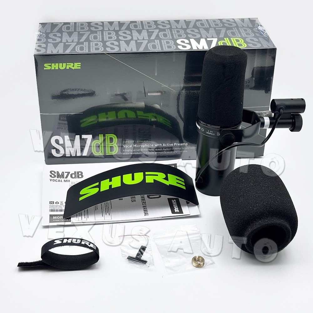 Shure SM7dB Dynamic Microphone Preamp Stream Podcast Recording Black