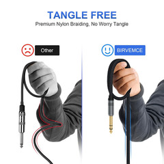 2 Pack 10FT 1/4 Inch TRS Audio Cable Stereo Balanced Right Angle Studio Cable