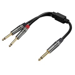 1/4 TS Male to Dual 1/4 TS Male Mono to Mono Splitter Adapter Y cable