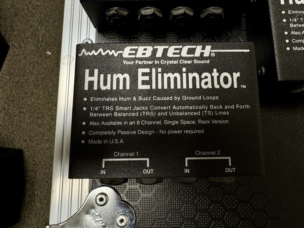 Ebtech Hum Eliminator 2-Channel Audio Amplifier 1/4″ TRS Buzz Passive Clean USA