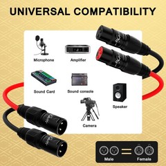 2-Channel XLR Snake Cables 6FT, 2 Colored XLR Male to Female Microphone Cable…