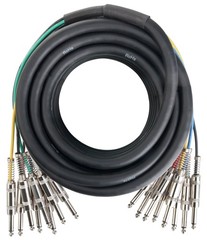 Pronomic Stage MJJ8-10 Multicore Cable 8 x 6.3 mm Jack Mono 10m, Multicolor
