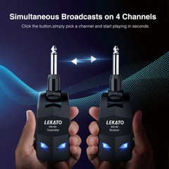 LEKATO 2.4GHz Wireless Electric Guitar System Transmitter Receiver w/ 4 Channels