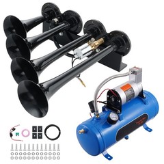 4 Trumpet Air Horn Kit, 150dB Train Horns for Trucks, 12V 120 psi Compressor 1.6