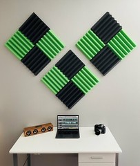 2″x12″x12″ Green Black Acoustic Wedge Studio Soundproofing Foam Tiles 12 Pack