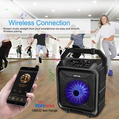 25W 8″ Wireless Party Speaker Portable Karaoke DJ Bass w Disco Lighting Mic