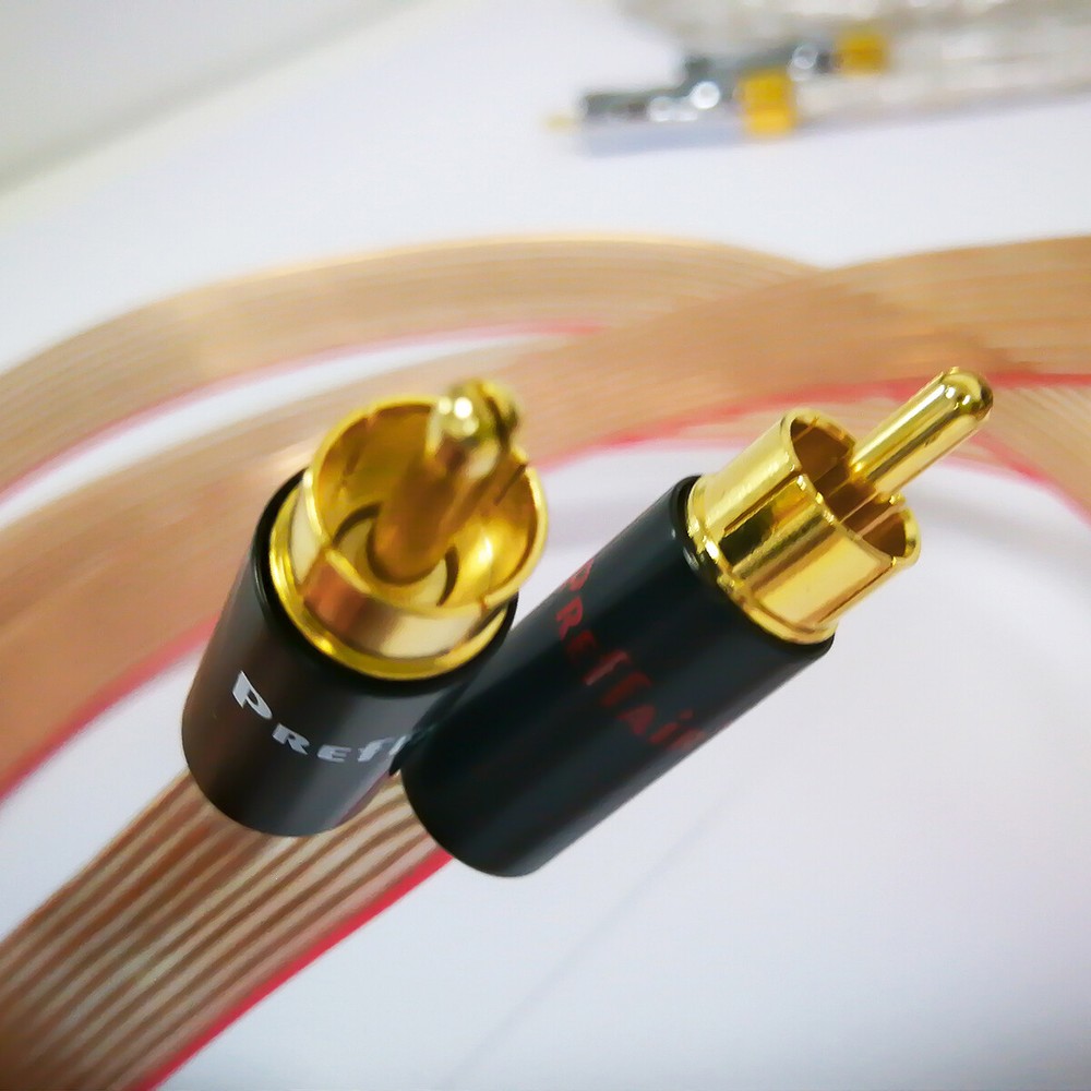 ir 8N OCC Copper Flat Ribbon RCA Cable Signal Cord with Gold Plated Plug