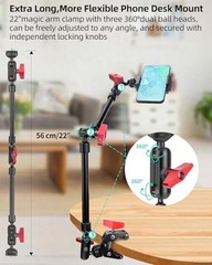 22″ Magic Arm w Clamp Mount, Overhead Desk Phone Mount Stand, 22IN-RB