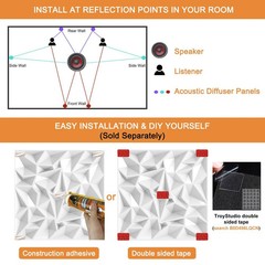 12 Pcs Acoustic Diffuser Panels 19.7″ White PVC 3D Wall Art
