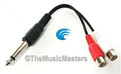 6″ inch 1/4″ Male Mono Plug to Dual RCA Jacks (F) Premium Audio Cable Wire VWLTW