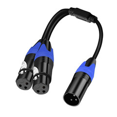 (11.8 Inches / 1 Pack) 1 Male to 2 Female XLR Y Splitter Micrphone Cable, 3Pin M