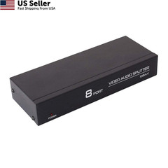 DTECH Powered 8 Way 3 RCA Splitter Box 1 in 8 Out 8 Port Splitter, Black