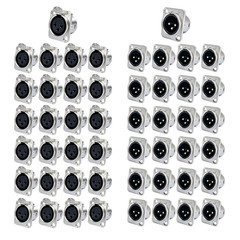 XLR 3Pin Female&Male Panel Mount Chassis Matel Connector Nickel Plated Housing