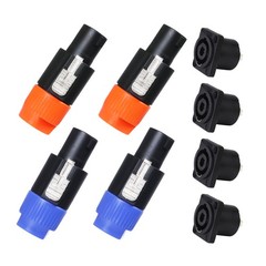 4 Pole Speakon Connector w/ Panel Mount Chassis Socket PA DJ NL4FC NL4FX Adapter