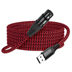 XLR to USB Microphone Cable 3-Pin XLR Female to USB-A Adapter 2M/6.5Ft Braided