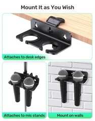 Double Multi Microphone Holder With C Clamp (Aluminum/Rubber）for Most Mic Sta…
