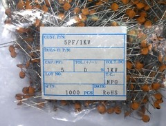 100pc Disc Ceramic Capacitor 5pF 1KV D ±0.5pF NP0 Pitch= 5mm RoHS Taiwan NPO