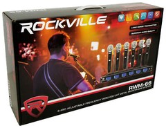 Rockville RWM-66 6-Mic Adjustable Frequency Wireless UHF Microphone System/Metal