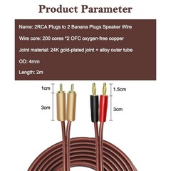 MEIRIYFA 2RCA Plugs to 2 Banana Speaker Wire, Dual Plug RCA…