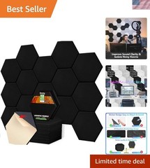 12″x10″ Hexagon Self-Adhesive Acoustic Treatment Panels for Home & Office