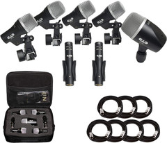 Stage7 Premium 7-Piece Drum Mic Pack with Case & 20ft Cables Included