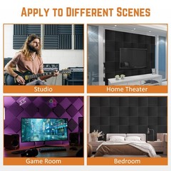 56 acoustic foam panels 1 inch 12×12 soundproof black studio office home