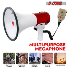 5Core Megaphone Speakers Blow Horn Pro Sports Event Speaker 50 Watt w/ Recording