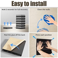 48 Pack Sound Proof Foam Panels,12″ X 12″ X 2″ Self 2 Inch 48 Pack Black+gray