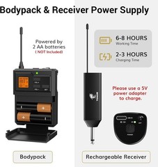 UHF Wireless System for Conferences – 200ft Range, Rechargeable Receiver