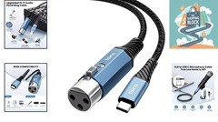XLR to USB C Microphone Cable 1M Braided Hi-Fi Audio Recording for Microphones