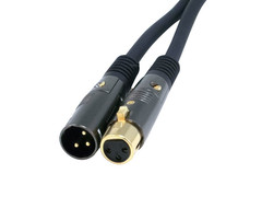 XLR Male to XLR Female Cable – 6 Feet – Black, 16AWG, Gold Plated