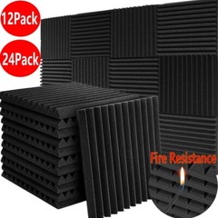 72Pack Acoustic Foam Sound Proof Panel Wall Tiles Record Studio Black 12″x12″x1″