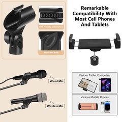 Mic Stand,6 In 1 Microphone Stand Floor Boom Mic Stand, Support Boom Goosenec…